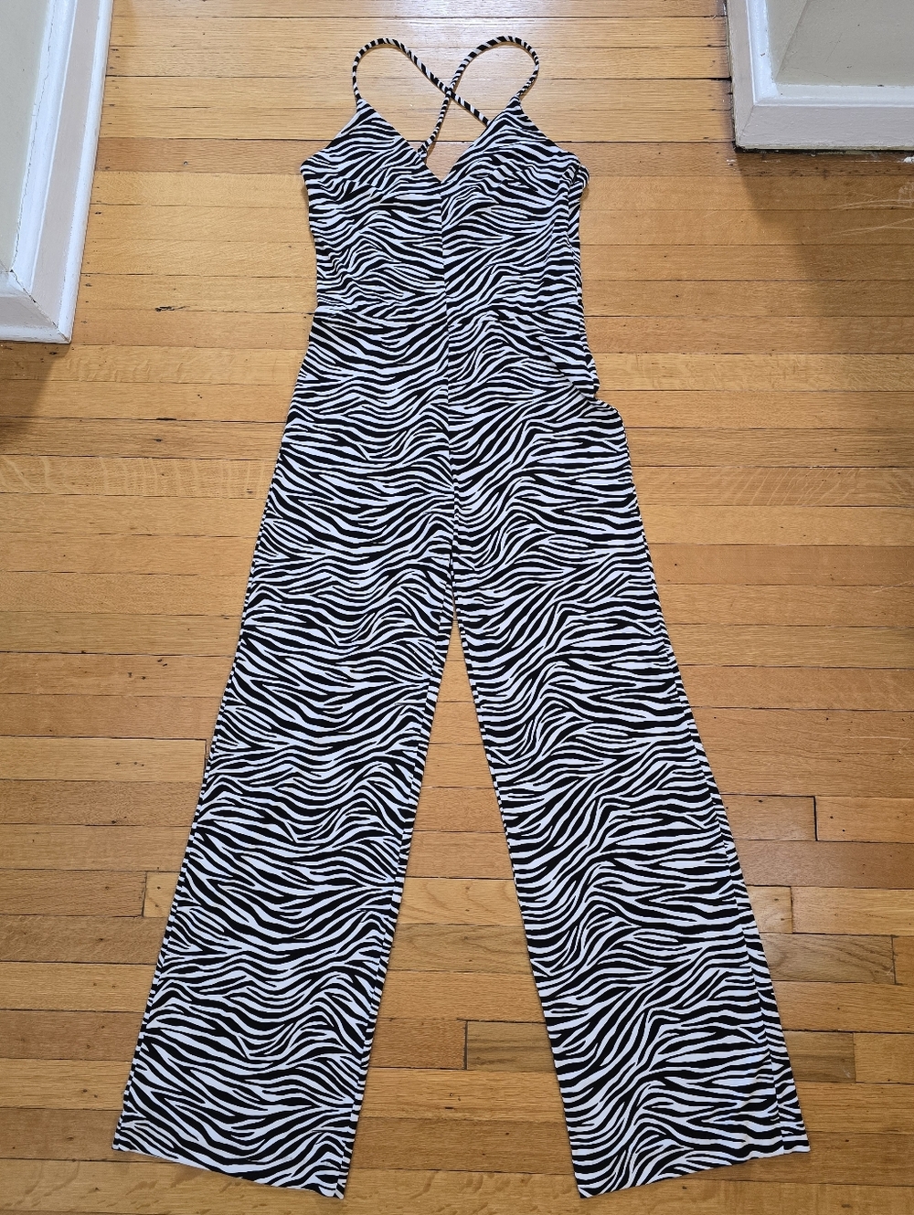 NWT, Michael Kors, Zebra Print Wide Leg Jumpsuit Black & White, Women's S